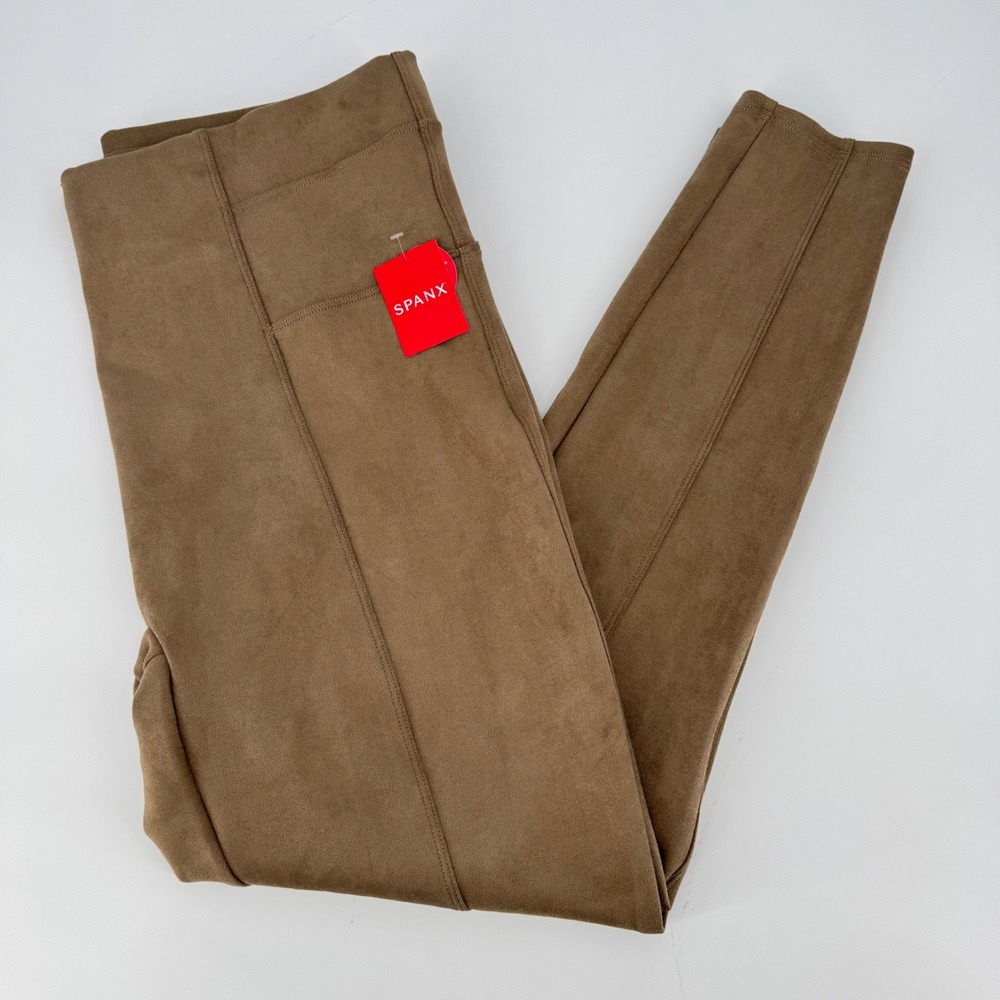 SPANX Faux Suede Leggings Camel 1X NWT Pull‎ On Stretch Skinny Pants